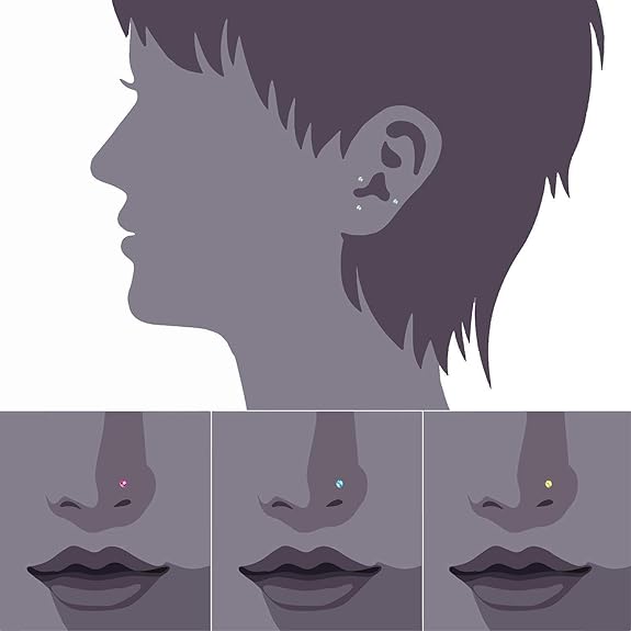 LukGud White Crystal 2.5mm Nose Pin Stud for Women and Girls