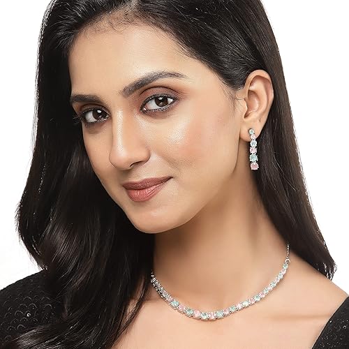 LukGud Gold Plated Handcrafted Circle Necklace Set for Women & Girls
