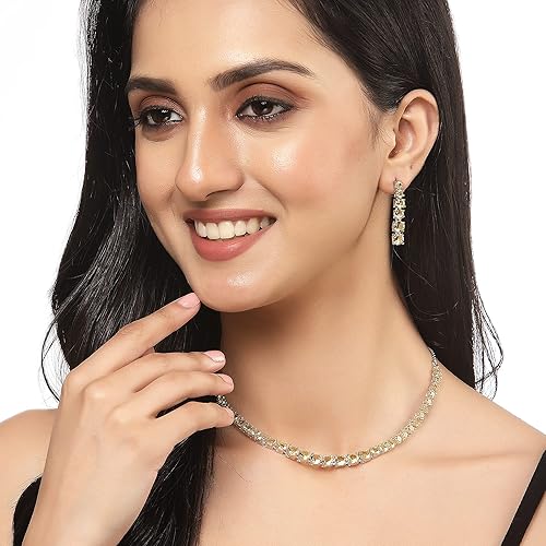 LukGud Gold Plated Handcrafted Circle Necklace Set for Women & Girls
