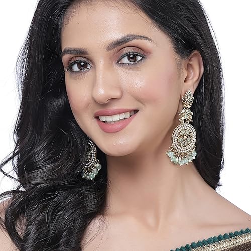 LukGud Gold-Plated Kundan studded Contemporary Jhumka/JhumkiEarrings for Girls and Women