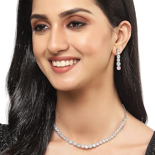 LukGud Gold Plated Handcrafted Circle Necklace Set for Women & Girls
