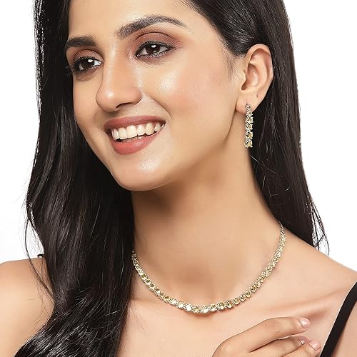 LukGud Gold Plated Handcrafted Circle Necklace Set for Women & Girls