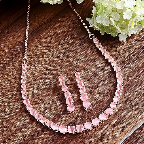 LukGud Gold Plated Handcrafted Circle Necklace Set for Women & Girls