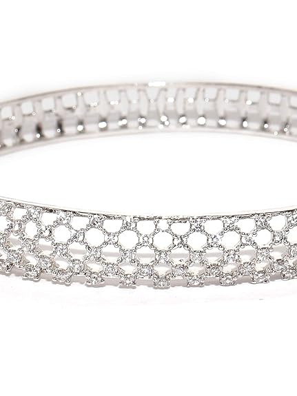 LukGud Diamond Look Rhodium Plated Bracelet For Women