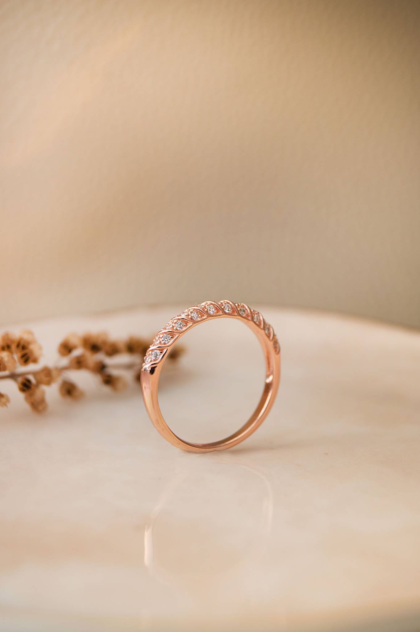 LukGud Rose Gold Plated Sterling Silver (Size 5)