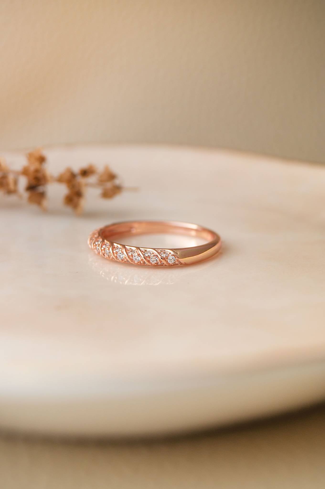 LukGud Rose Gold Plated Sterling Silver (Size 5)