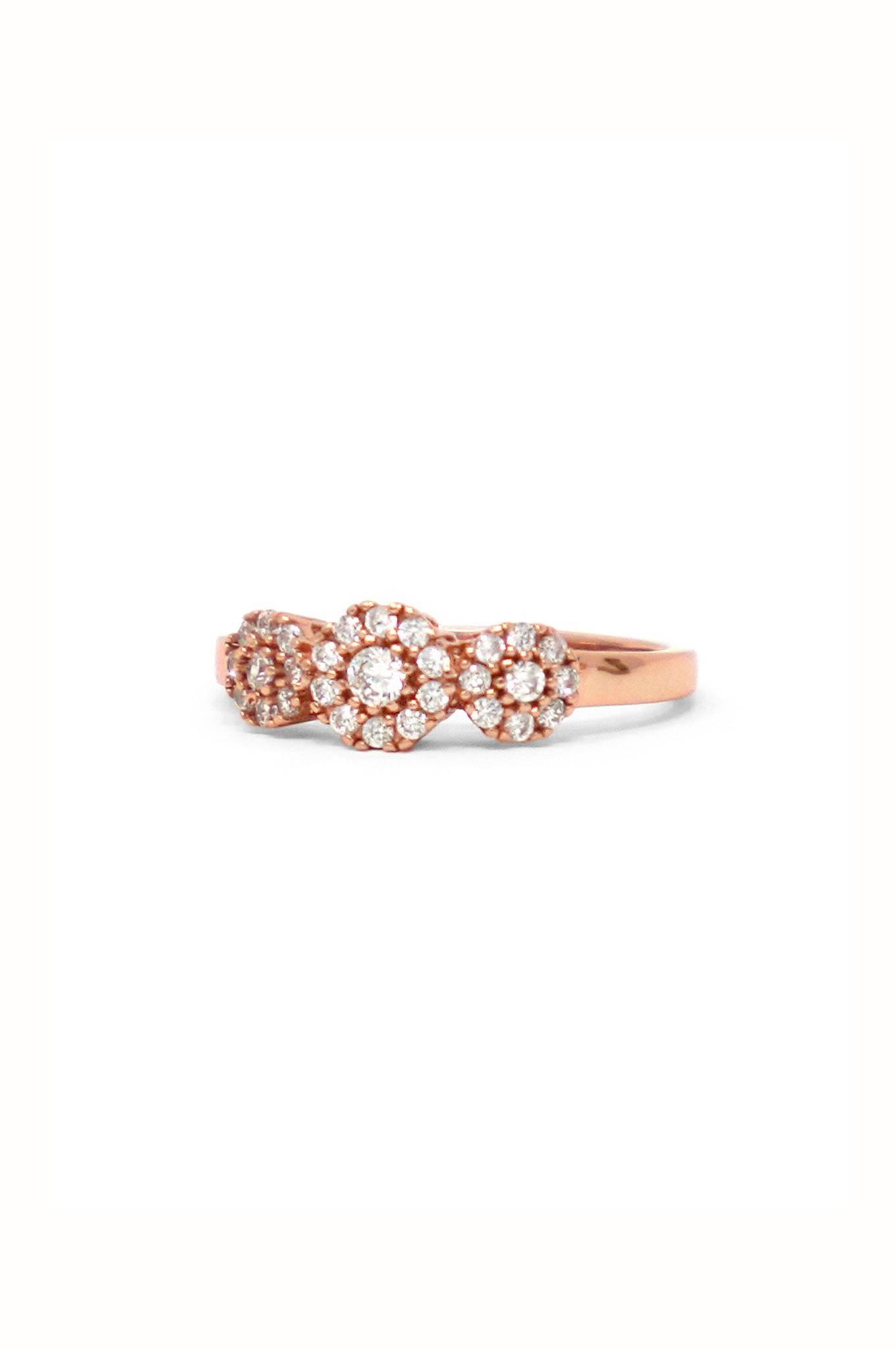 LukGud Flower Clusters Trail Rose Gold Plated Sterling Silver Delicate Ring