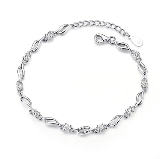 LukGud Stylish 925 Silver-Plated Copper Bracelet for Women and Girls