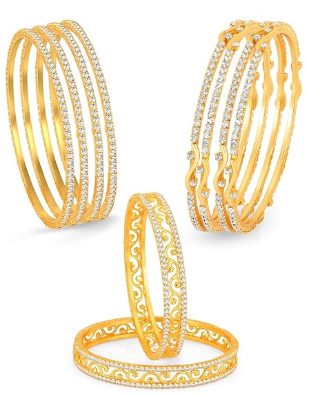 LukGud Gold Plated Set of 3 Bangle Combo for Women