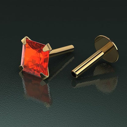LukGud Yellow Gold Nose Pin Stud | Diamond Piercing Nose Stud For Women and Girls