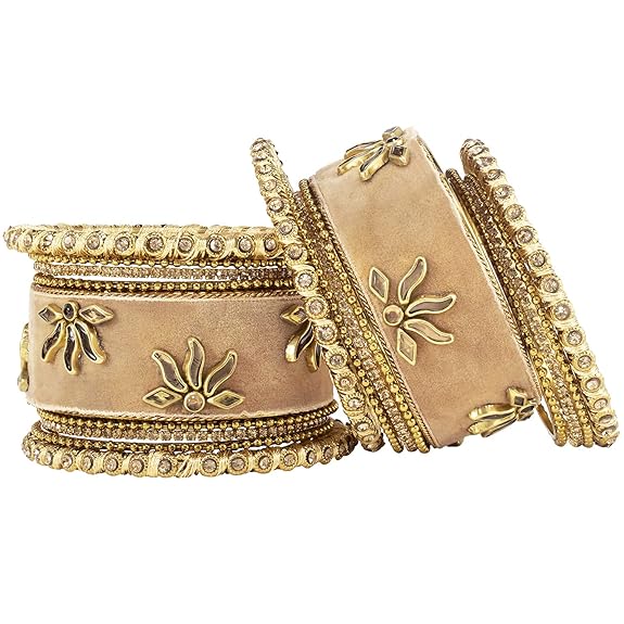 LukGud Velvet Silk Thread Chuda Chura Bangle Set Jewellery for Women Girls