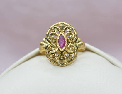 LukGud Golden Blush Of Elegance Ring In 925 Silver (Size 6)