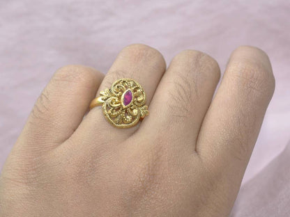 LukGud Golden Blush Of Elegance Ring In 925 Silver (Size 6)