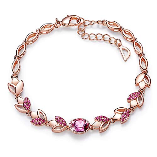 LukGud Latest Stylish Rose Gold Austrian Crystal Bracelet for Women and Girls