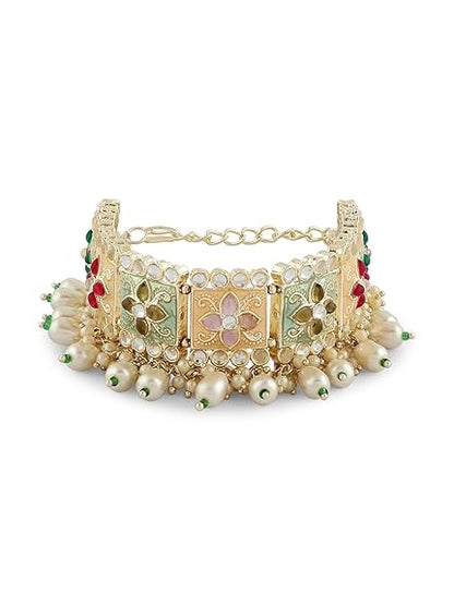 LukGud Multi Colour Enamel Kundan & Beads Ethnic Bracelet For Women