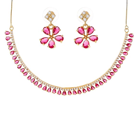 LukGud Gold Plated Necklace Set with Earrings Jewellery for Women & Girls