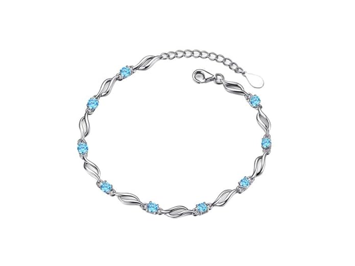 LukGud Stylish 925 Silver-Plated Copper Bracelet for Women and Girls