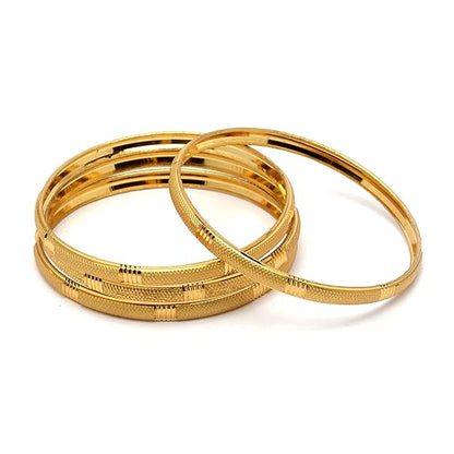 LukGud Set Of 4 Gold-Plated Classic Textured Handcrafted Bangles