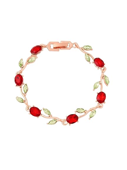 LukGud Latest Rose Chain Swiss Zircons Designer Bracelet for Women and Girls