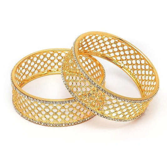 LukGud Latest Traditional Stylish Gold Plated Bangles for Women -Set of 2