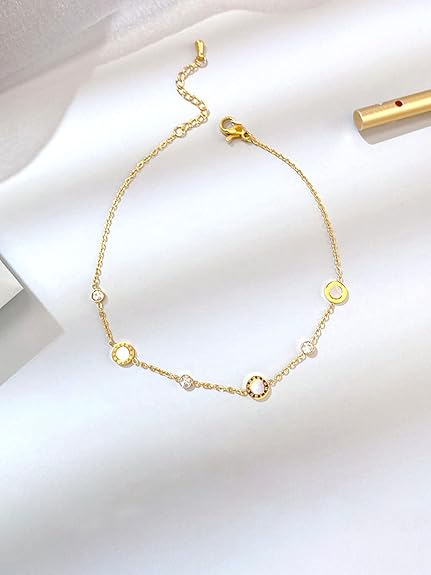 LukGud Anklet for Women and Girls (Gold)