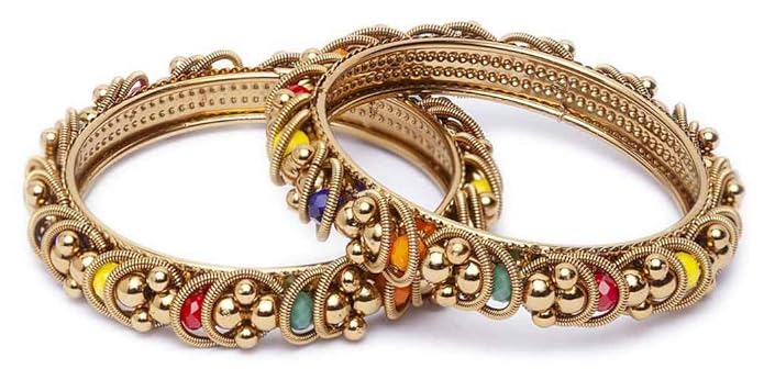 LukGud Latest Antique Multicolor Set of 2 Bangles for Women and Girls