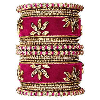 LukGud Velvet Silk Thread Chuda Chura Bangle Set Jewellery for Women Girls