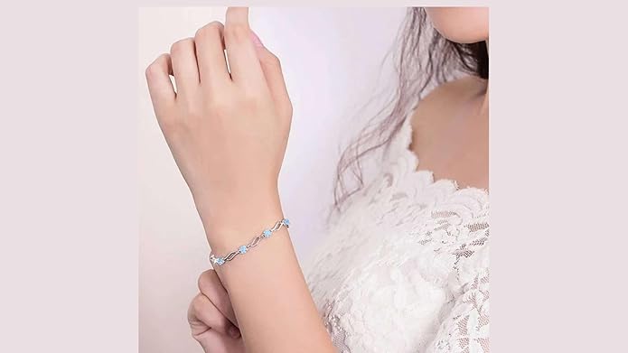 LukGud Stylish 925 Silver-Plated Copper Bracelet for Women and Girls