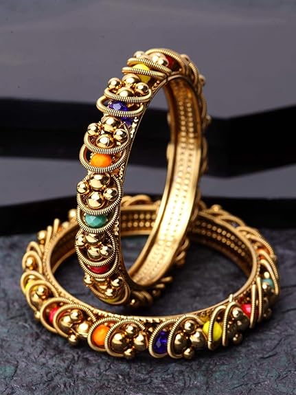 LukGud Latest Antique Multicolor Set of 2 Bangles for Women and Girls