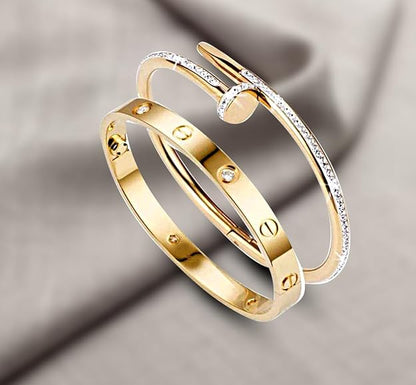 LukGud Bangles for women Anti Tarnish Stylish Adjustable Bracelet for girls rose gold