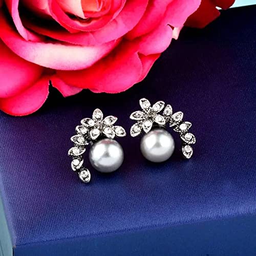 LukGud Latest Stylish Crystal Pearl Earrings for Women and Girls