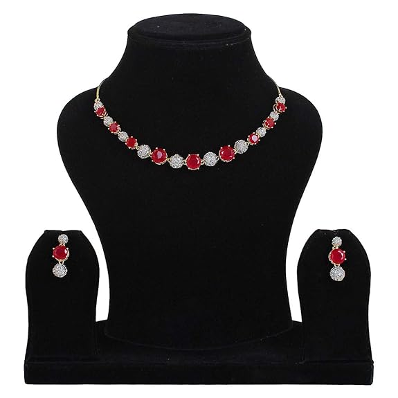 LukGud Combo of Choker Necklace Set with Earrings, Bracelet and Ring for Girls and Women