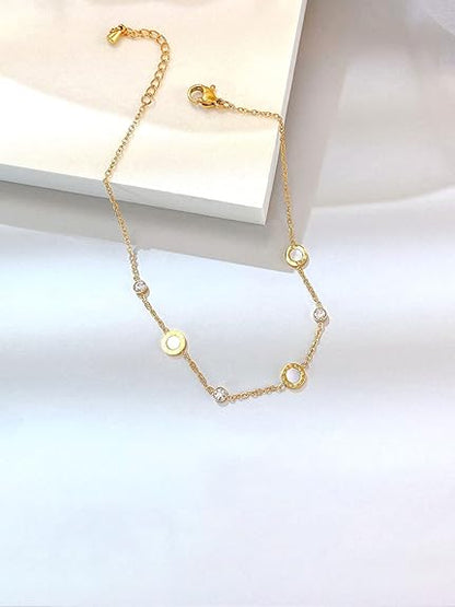 LukGud Anklet for Women and Girls (Gold)