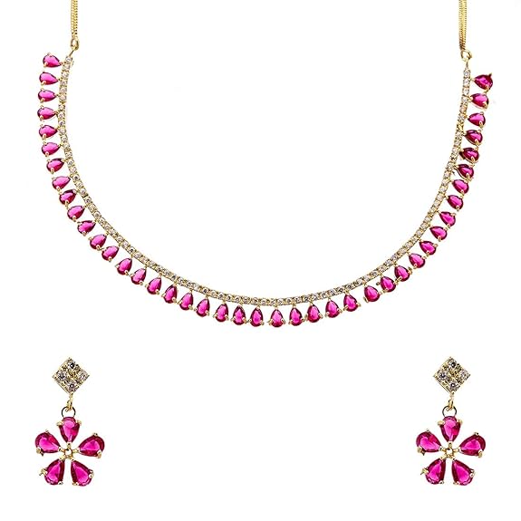 LukGud Gold Plated Necklace Set with Earrings Jewellery for Women & Girls