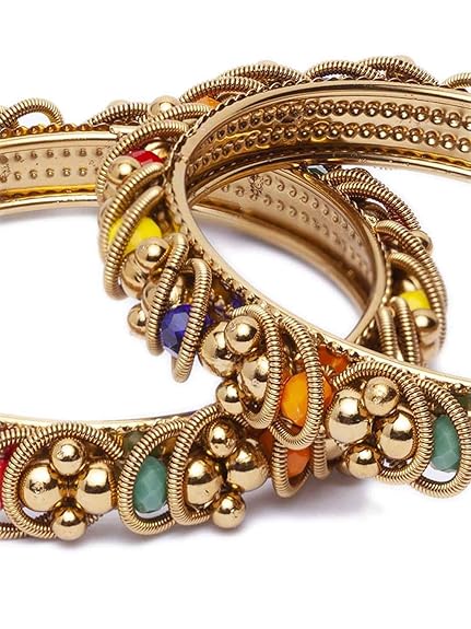 LukGud Latest Antique Multicolor Set of 2 Bangles for Women and Girls