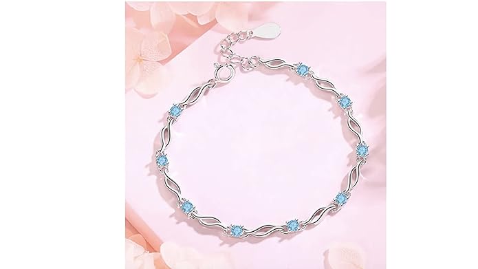 LukGud Stylish 925 Silver-Plated Copper Bracelet for Women and Girls