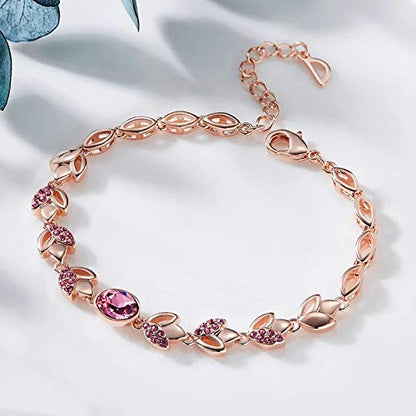 LukGud Latest Stylish Rose Gold Austrian Crystal Bracelet for Women and Girls