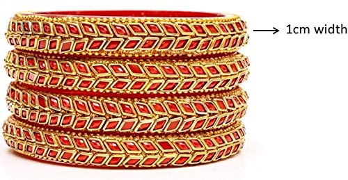 LukGud Glass Bangles / Kadas Set | Diamond Cutting Stone design | Golden Design for Women & Girls