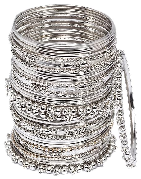 LukGud Set of 40 Bangles Set for Women | Oxidised Silver Plated | Latest Stylish Traditional Bangle for Girls and Women