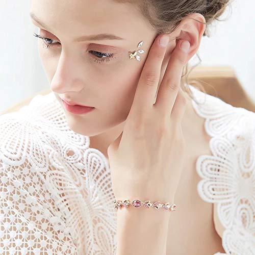 LukGud Latest Stylish Rose Gold Austrian Crystal Bracelet for Women and Girls