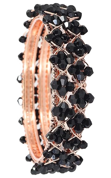 LukGud Stylish Pearls Beads Bangles Set For Women & Girls - Set of 4