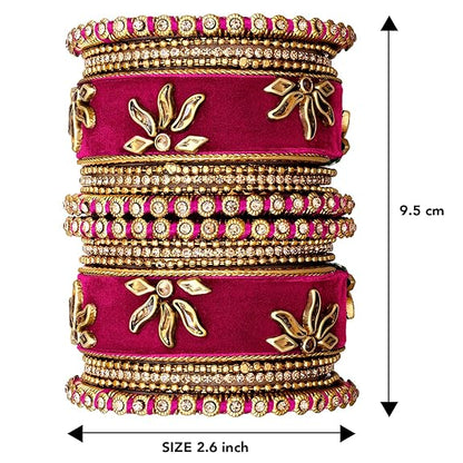 LukGud Velvet Silk Thread Chuda Chura Bangle Set Jewellery for Women Girls