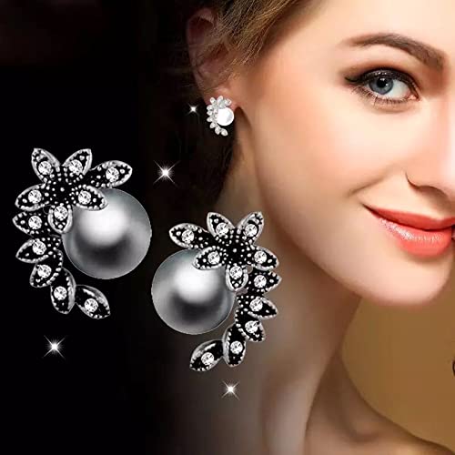 LukGud Latest Stylish Crystal Pearl Earrings for Women and Girls