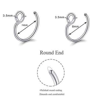 LukGud 8mm Nose Rings Studs Piercings Hoop Jewelry Girls and Women