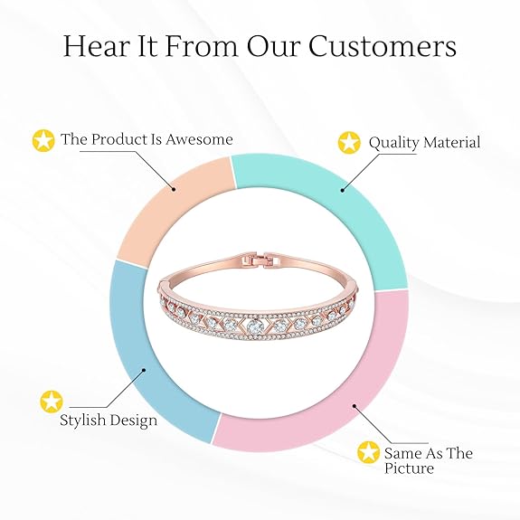 LukGud Cubic Zirconia Bangle Bracelets Valentine Gift for Girls/ Women