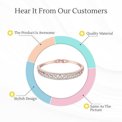 LukGud Cubic Zirconia Bangle Bracelets Valentine Gift for Girls/ Women