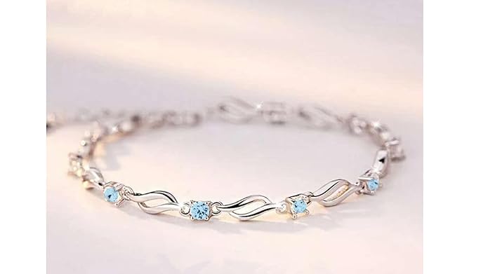 LukGud Stylish 925 Silver-Plated Copper Bracelet for Women and Girls