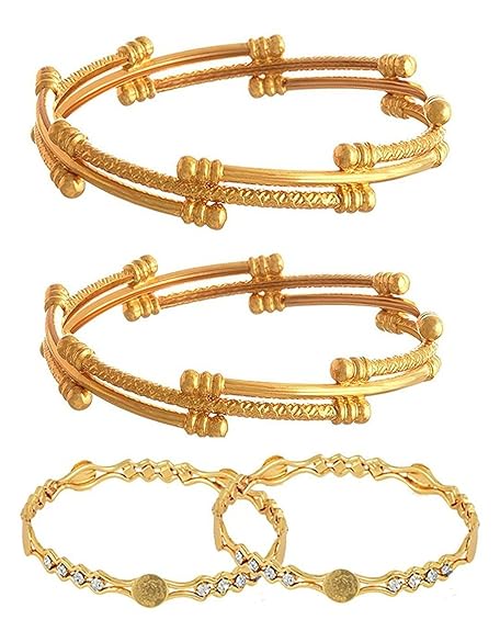 LukGud Traditional Combo of Gold Plated Bracelet Bangles Set For Girls and Women