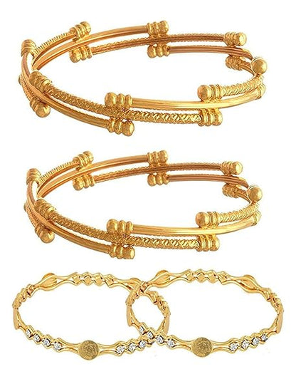 LukGud Traditional Combo of Gold Plated Bracelet Bangles Set For Girls and Women