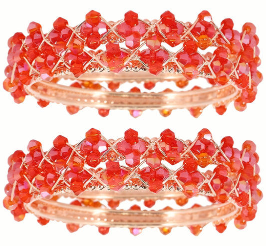 LukGud Stylish Pearls Beads Bangles Set For Women & Girls - Set of 4